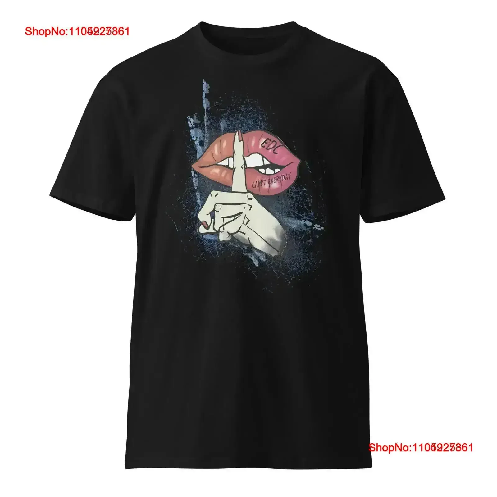 Premium Edc shush T Shirt lips everyday carry vintage Washed Versatile homme Stretched Slightly Breathable Casual vintage