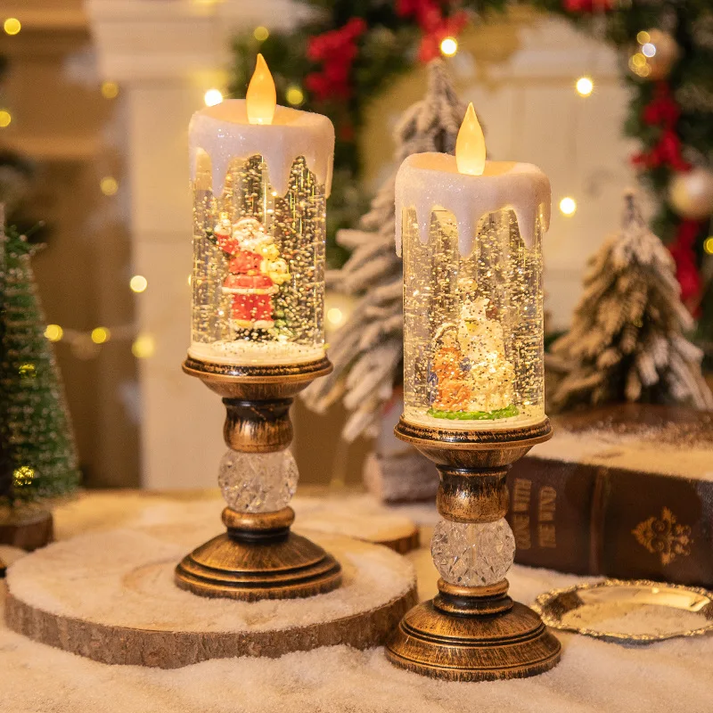 Christmas Decorations Candle Lights Christmas Crystal Lanterns Snow Lights Children\'s Birthday Christmas Gift Scene Layout