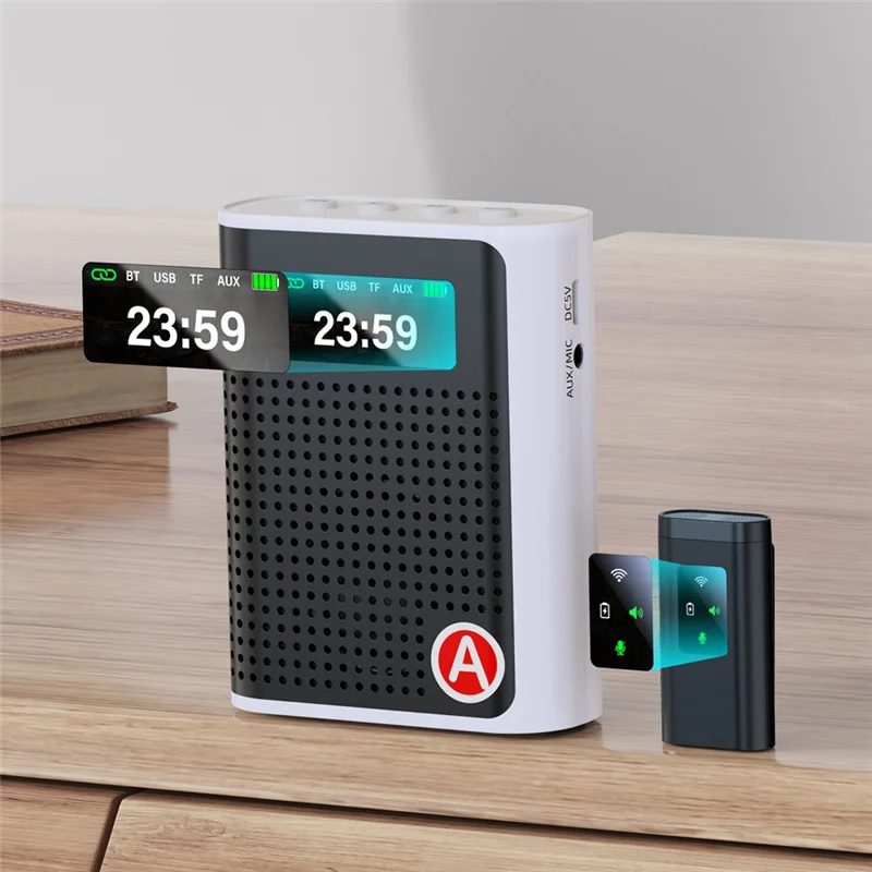 A99E-For Teacher Tour Guide Wireless Collar Amplifier Digital Display Little Bee Multi-Function Portable Speaker Amplifier