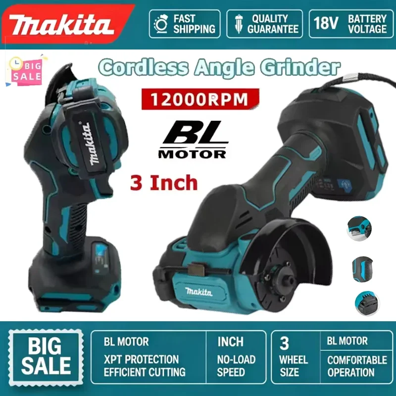 Makita 3 Inch Mini Cordless Angle Grinder 18V Portable Electric Cut off Circular Saw Power Tool for Metal And Wood Cutting
