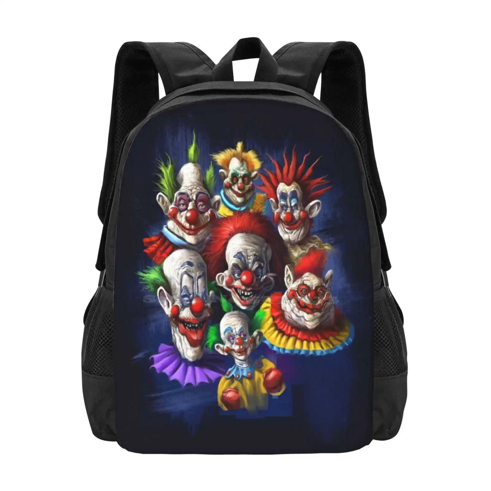 Scary Clowns Pattern Design Bagpack School Bags Clown Crazy Jester Scary Circus Frightening Eerie Evil Sinister