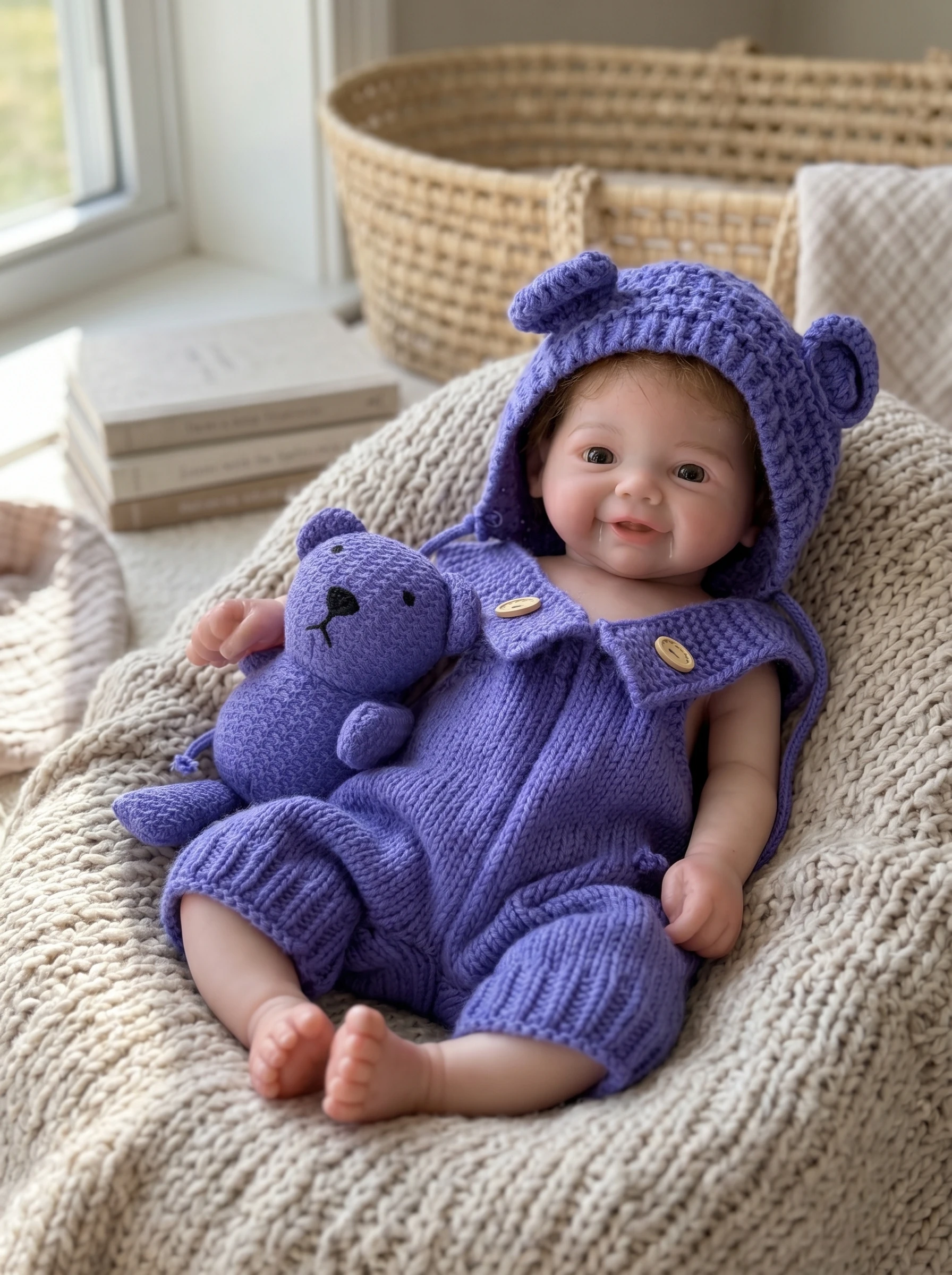 17 Zoll große, handgefertigte Silikon-Reborn-Babypuppe Vivienne mit offenem Mund, Geburtstagsgeschenk für Kinder