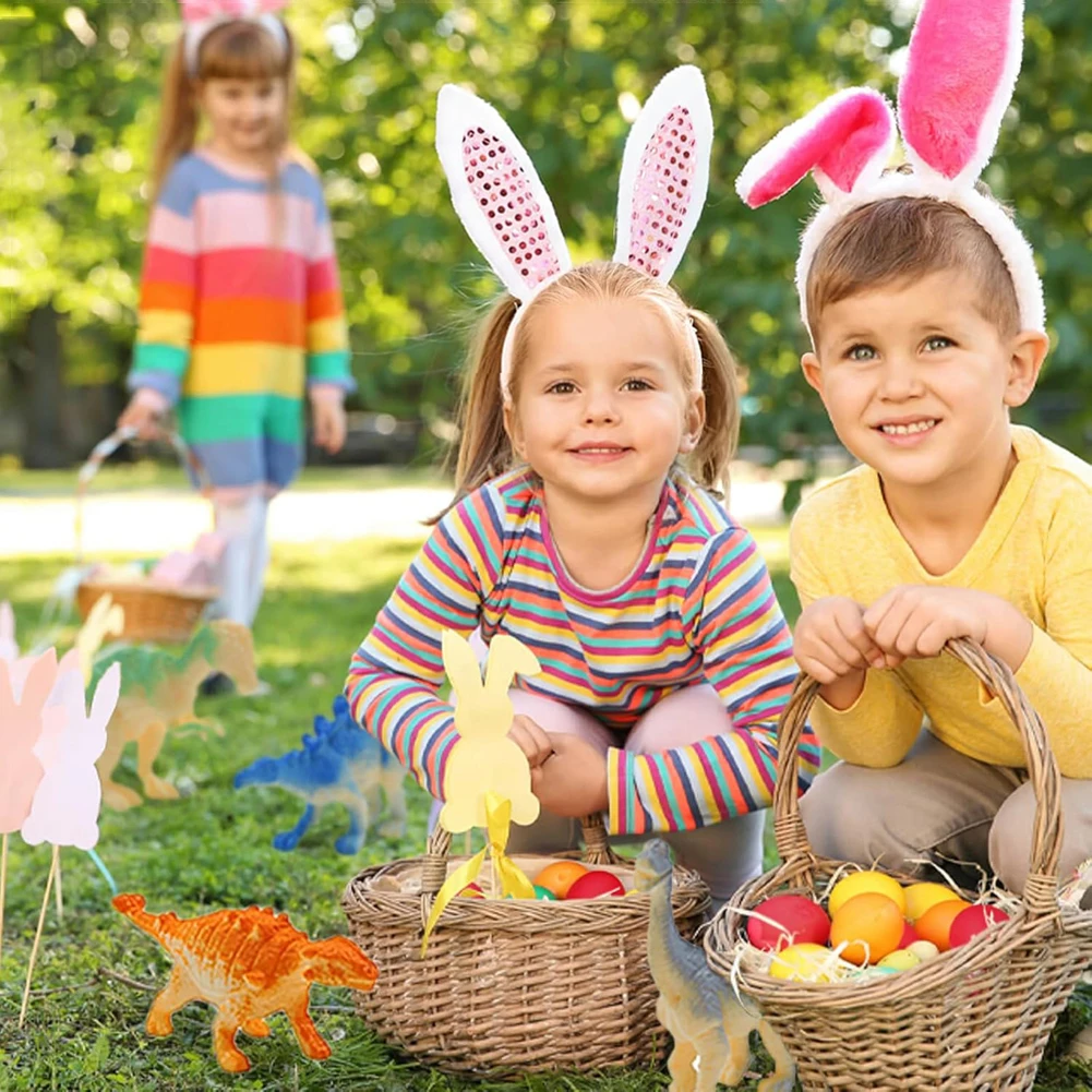 Confezione da 12 uova di Pasqua prefillate con giocattoli di dinosauro Cestino di Pasqua Stuffers Uova di Pasqua a sorpresa per bambini Gioco di caccia alle uova di Pasqua