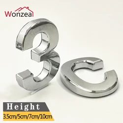 3.5cm/5cm/7cm/10cm 0123456789 Modern Silver Plaque Number House Hotel Door Number Address Digits Sticker Plate Sign ABS plastic