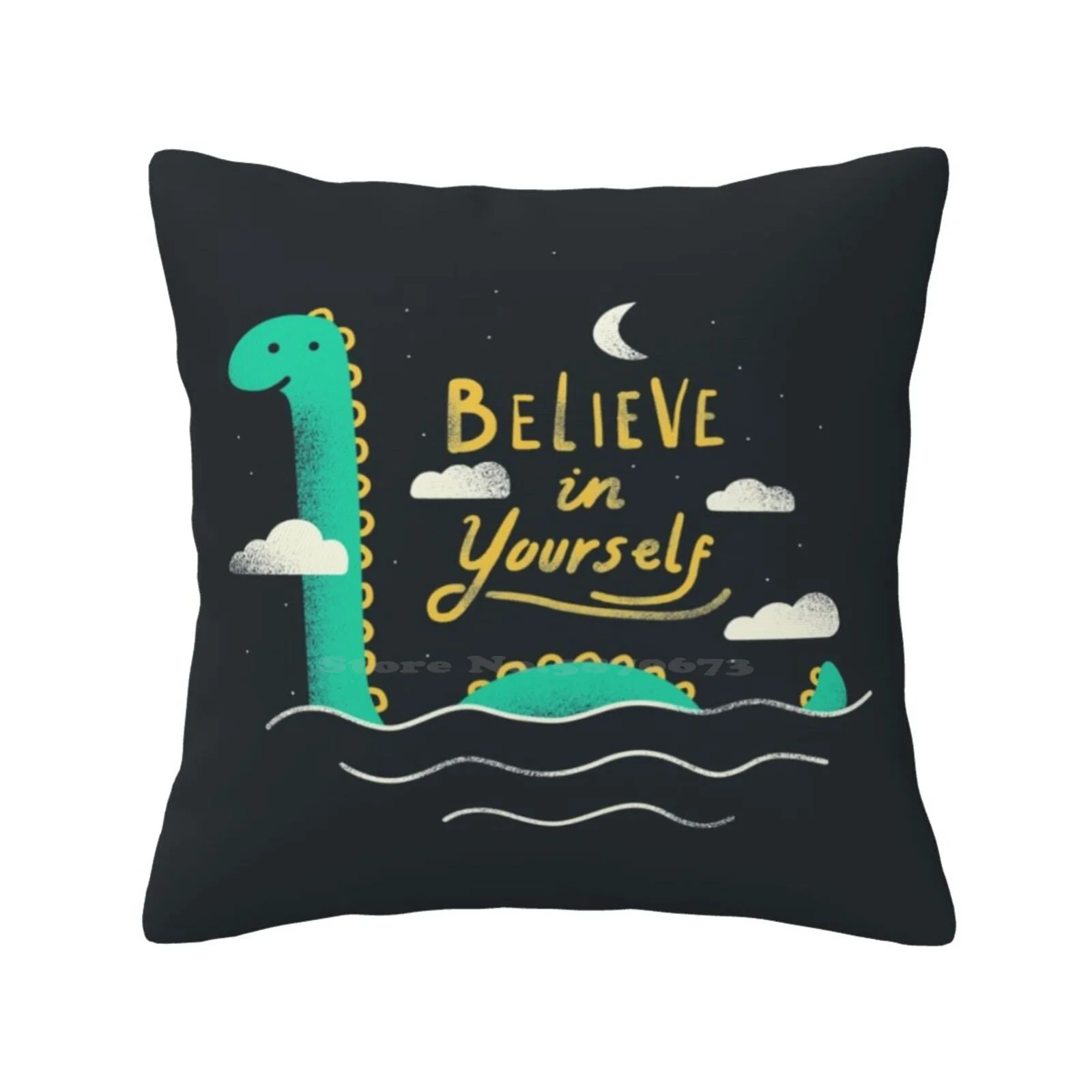 

Believe In Yourself Throw Cushion Pillow Cover Cute Quote Monster Dinosaurs