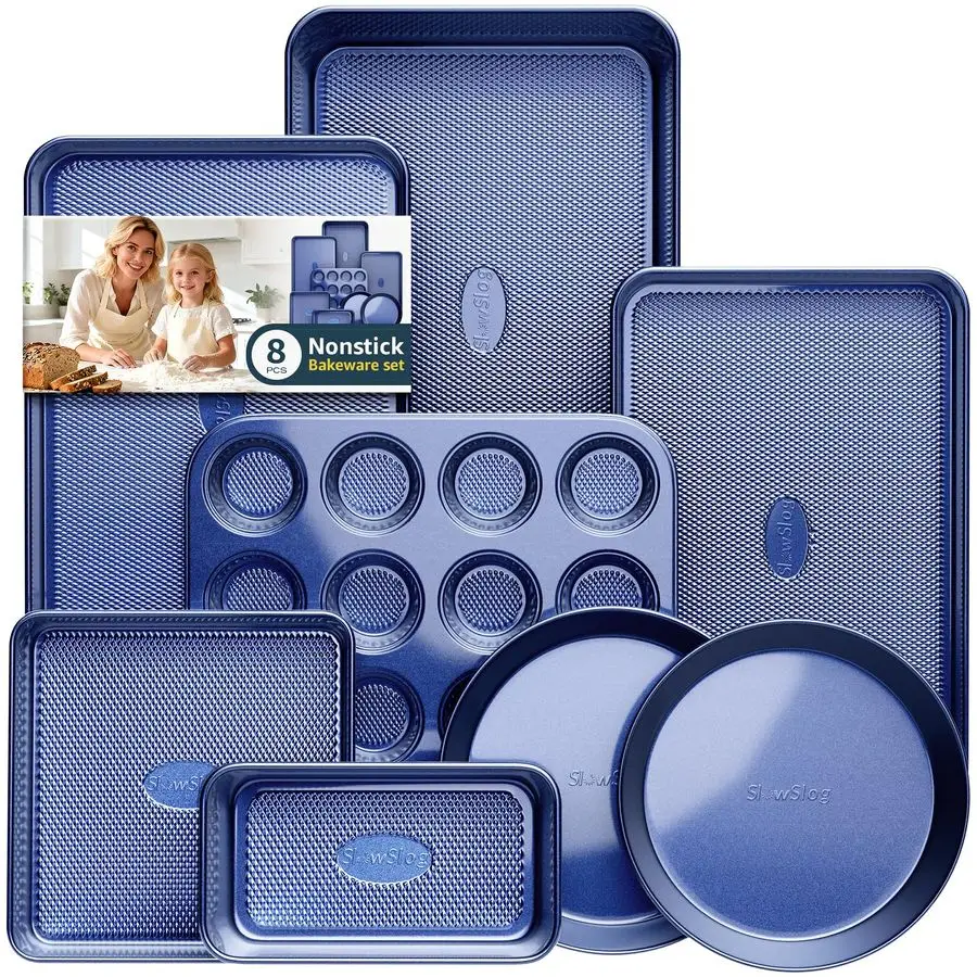 

Pans Set 8Piece Bakeware Sets, Baking Sets for Cooking Nonstick Oven Pan Set, Baking Sheet Set, Cookie Sheets for Baking, Muffin