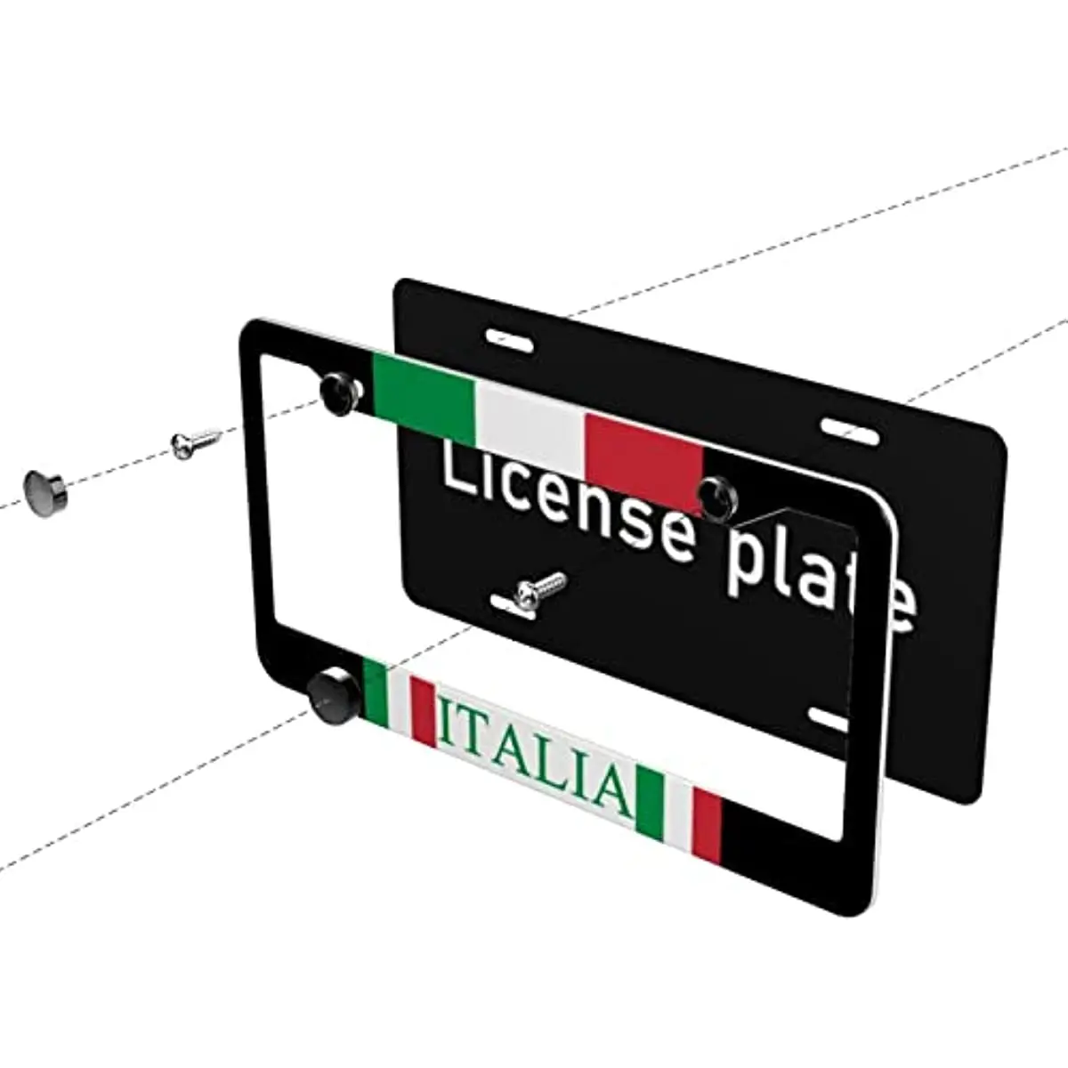 이탈리아 국기 번호판 프레임, 알루미늄 금속 번호판 홀더, 참신한 자동차 태그, 범용 미국