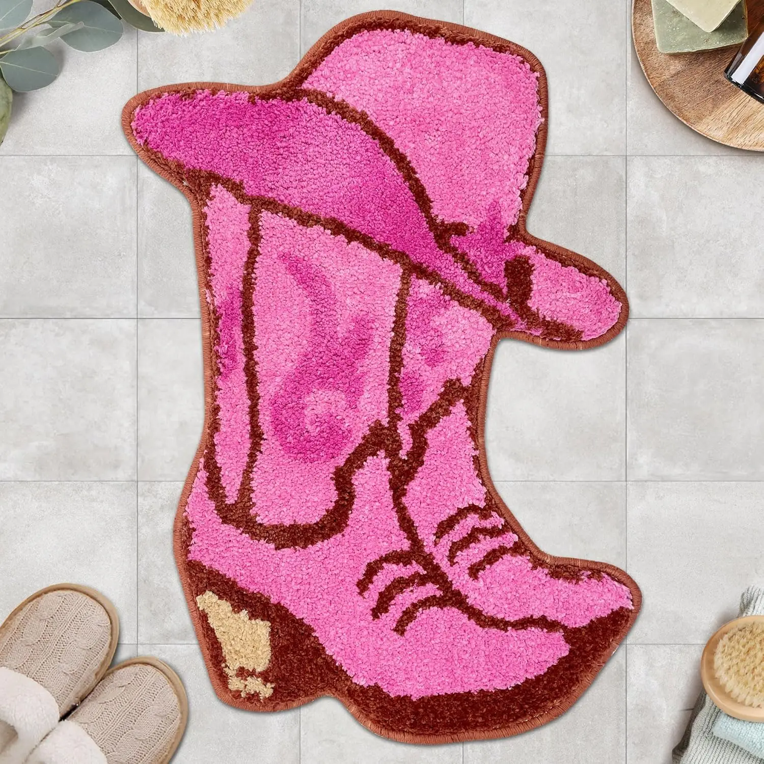 VIKAMA Western Girl Pink High-Heel Print Rug Living Room, Bedroom, Entryway Doormat Soft and Comfortable Home Decor Rug