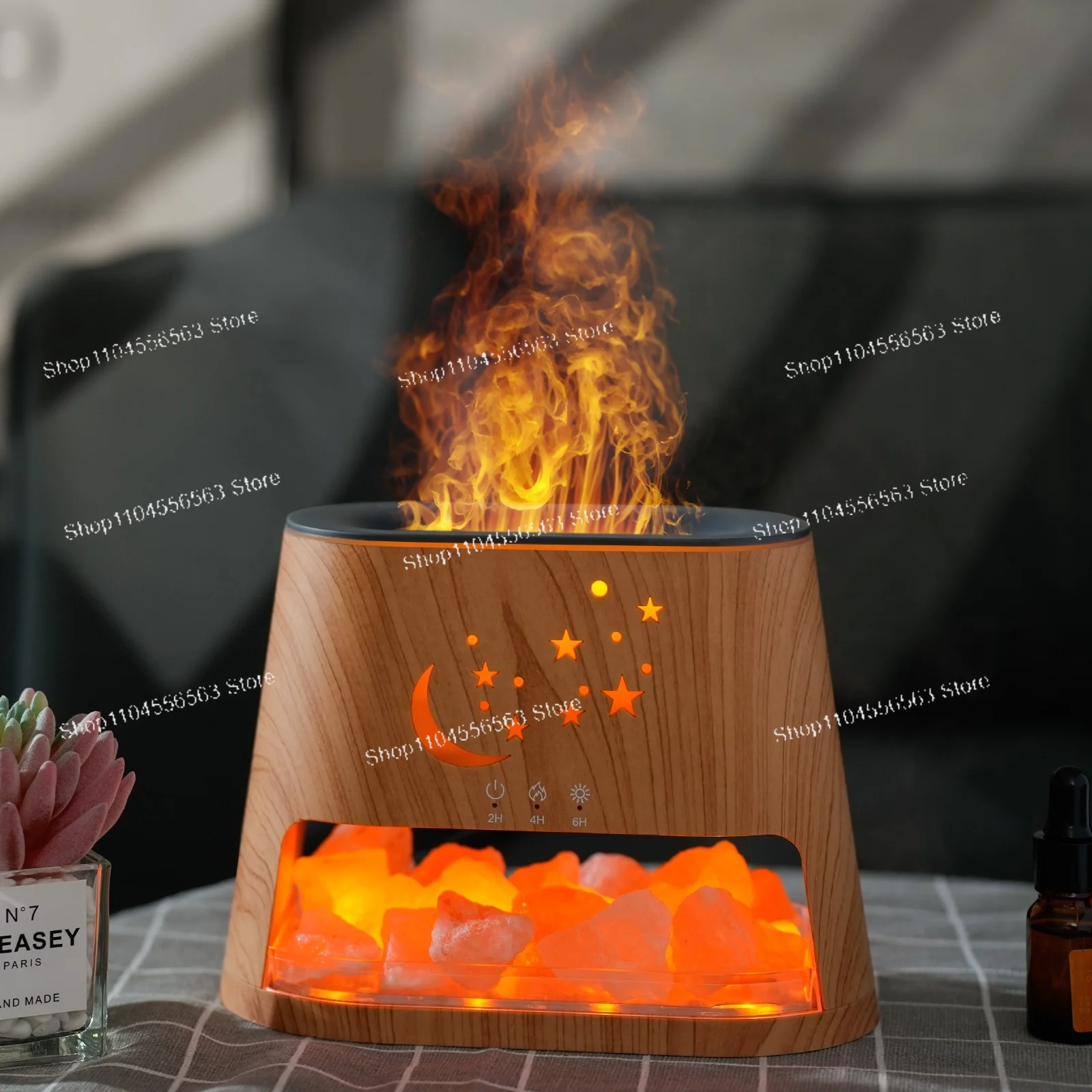 250ML Aromatherapy Essential Oil Diffuser With Himalayan Rock Salt Ultrasonic Himalayan Salt Lamp Flame Humidifier
