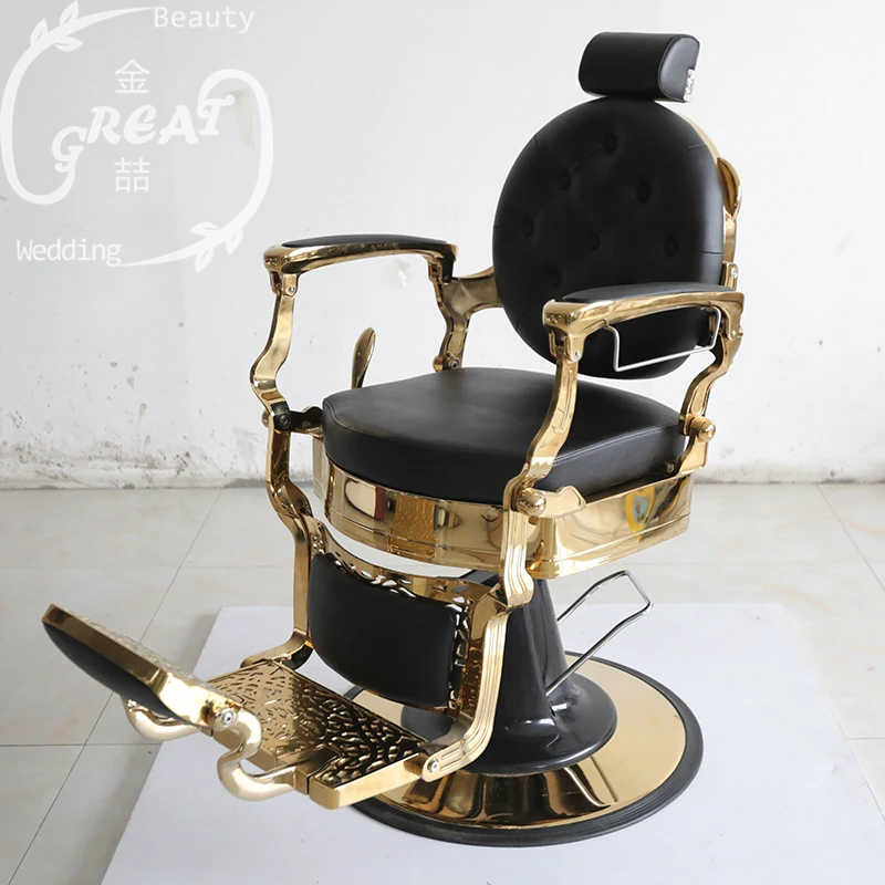 Foshan Great Factory Reclining Hydraulic Pump Gold Beauty Wholesale Vintage Barber Chairs For Sale