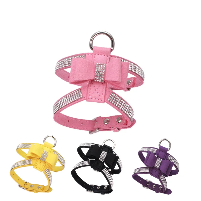 Pet Chest Harness Rhinestone Bow Small Dog Traction Rope Walking Cat Chest Harness Coleira Para Cat Accessories