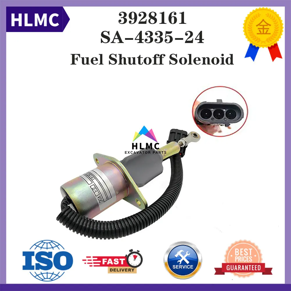 

Excavator Accessories Fuel Shutoff Solenoid 24V 3928161 for Hyundai R290 6CTA 8.3L 3930234 3964624 SA-4335-24 SA433524