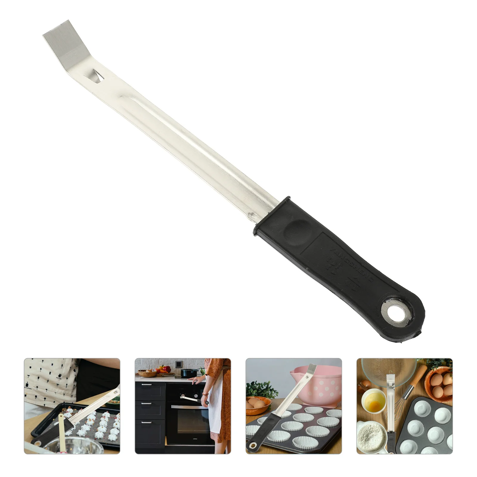 

Bbq Plate Lifter Stainless Steel Plastic Heat Resistant Grill Crowbar Ovenware Baking Pan Gripper Multi Functional Kitchen Tool