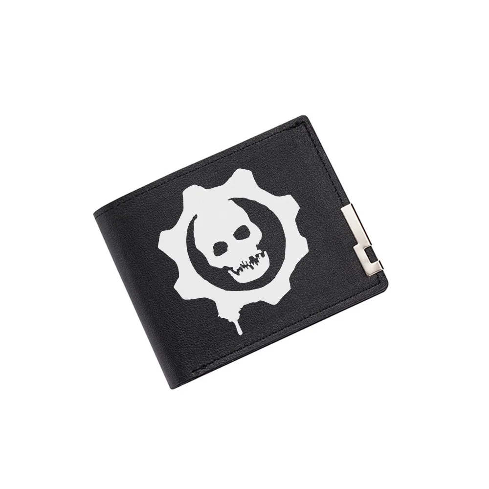 

Череп внутри логотипа шестерни, мужской кошелек с принтом, простой современный стильный деловой подарок для отца, парня, рождественский подарок для влюбленных