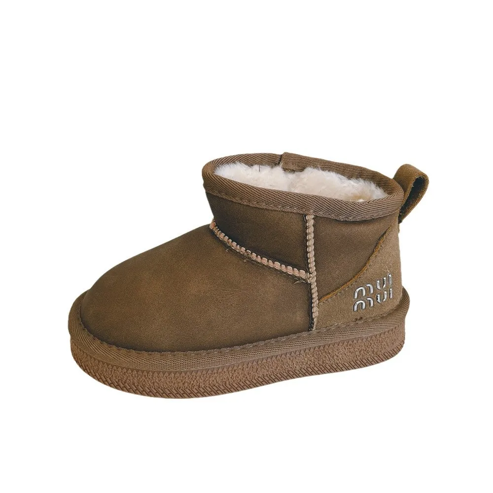 Botas de algodão de pelúcia infantil, sapatos de bebê, mais veludo, grosso, quente, antiderrapante, meninos e meninas, crianças, inverno, novo estilo