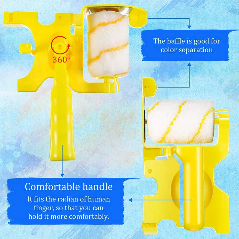 2 Pieces Professional Paint Roller Replacement Paint Edger With Brush Tool Multifunction For Home Room Wall Ceilings