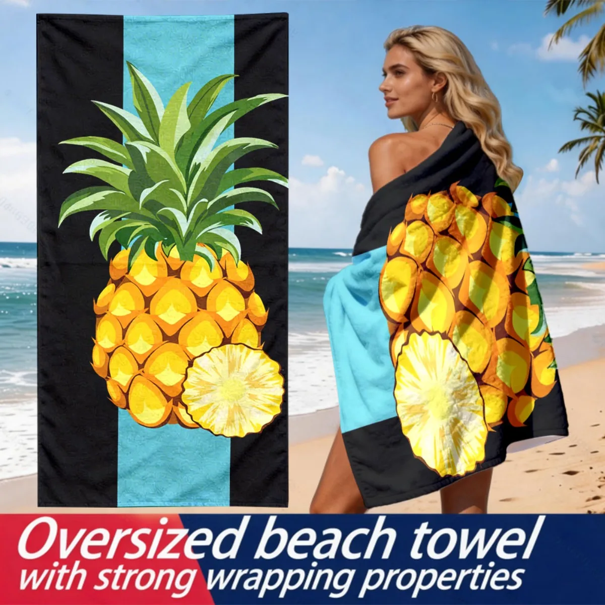 Summer Fruit Style Pineapple Theme polyester microfiber beach towel is highly absorbent, suitable for swimming and beach outings