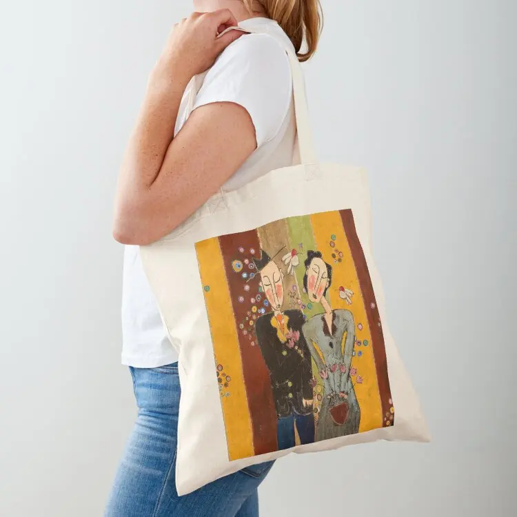 

Purple Tulip Couple Tote Bag shopper bag women ecological bags shopping bags foldable Women bags