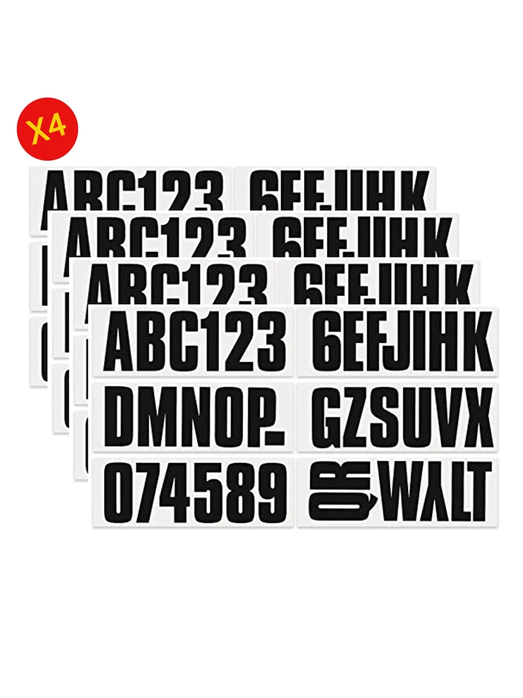 Uniline Black Super Sticky 4 Alpha Numeric Numbers Naklejki Naklejki na łodzie motorowe, pontony, żebra, PVC i łodzie. — zdjęcie 2