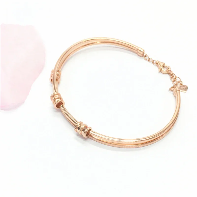 585 Purple Gold Plated 14K Rose Gold Creative Geometric Bracelets for Women Classic Fashion Wedding Dinner Jewelry