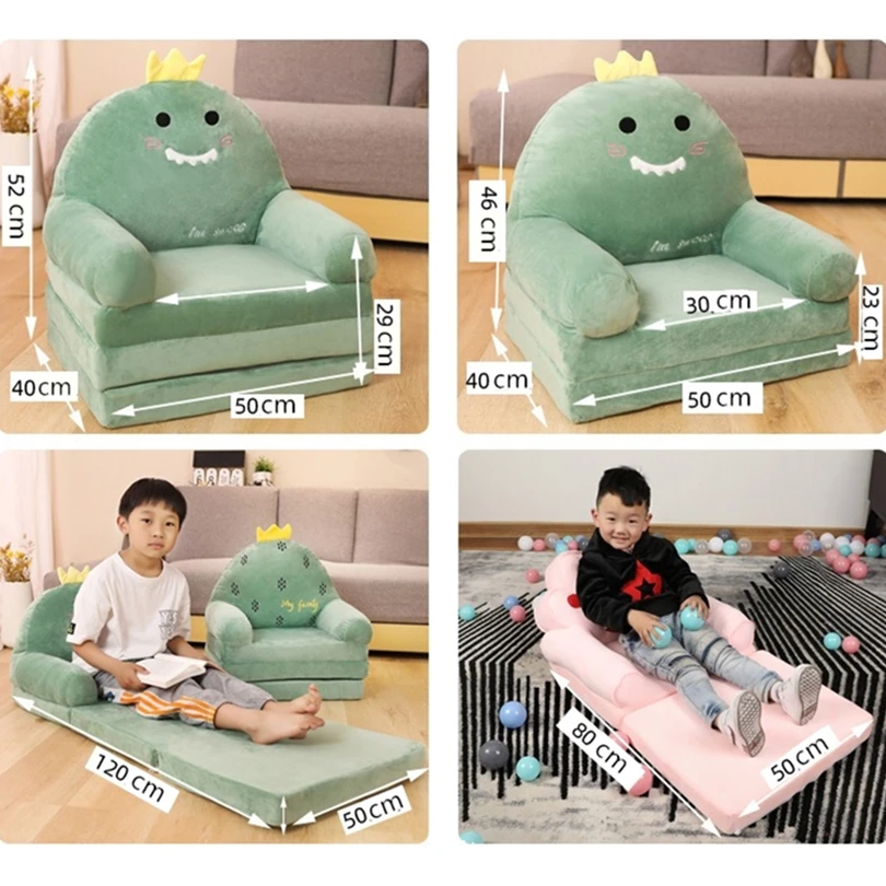 Kids Couch Fold Out Foldable Princess Children Sofa Cute Cartoon 2Layers Mat Lazy Folding Small Sofas Children Furniture
