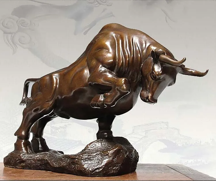 TOP ART #office home store business stock-market Mascot -efficacious Talisman Money Drawing Protection Bull bronze statue