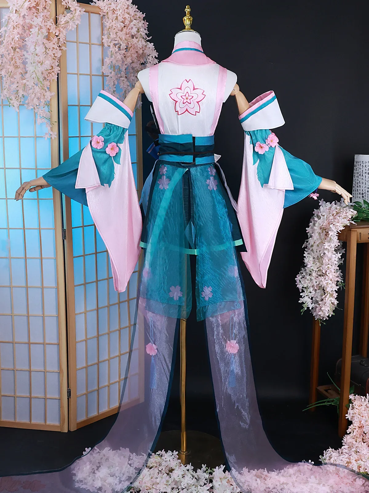 Cosplay Fantasia, Conjunto completo, Vestido de fada, Quimono, Yukata, Peruca, Roupa, Uniforme, Material, Material, Halloween, Jogo