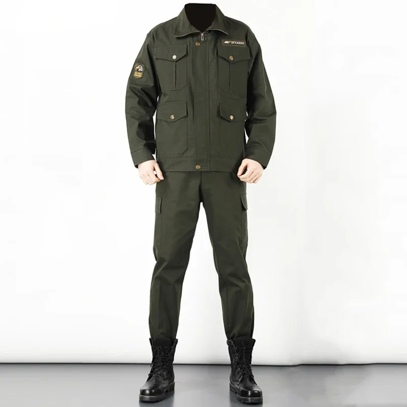 New Outdoor Labor Insurance Clothing Cotton Spring And Autumn Men\'s Work Clothes Wear-resistant Welder Jacket Pants Suit