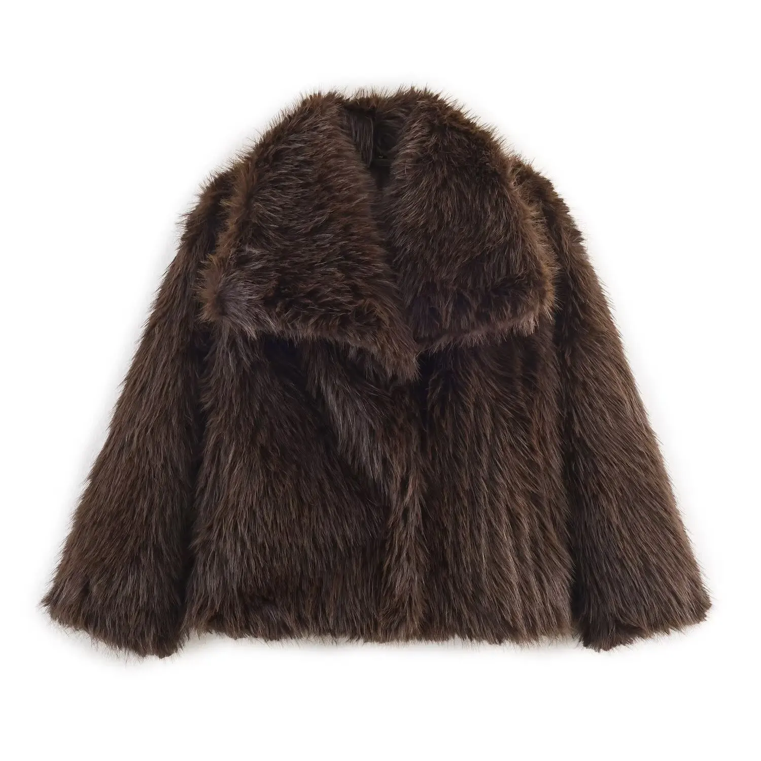 BSAY 인조 모피 재킷 여성 의류 2025 겨울 신상 시크한 라펠 긴 소매 루즈 두꺼운 따뜻한 시크 여성 상의