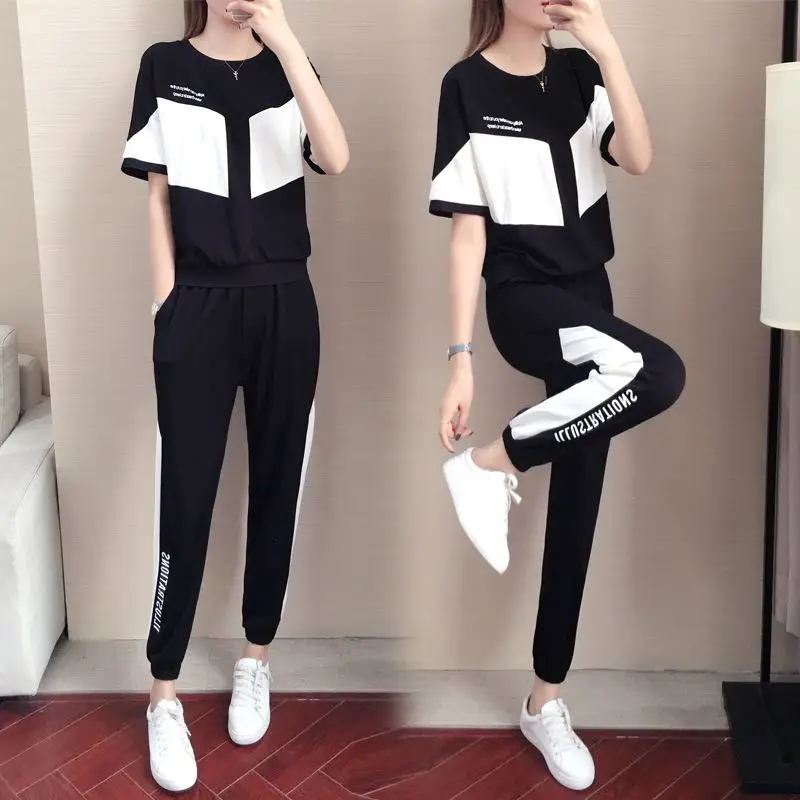 Women\'s 2024 Summer New Fashion Loose Stand Collar Batwing Sleeve Trendy T-Shirts High-waisted Pants Casual Sporty Matching Sets