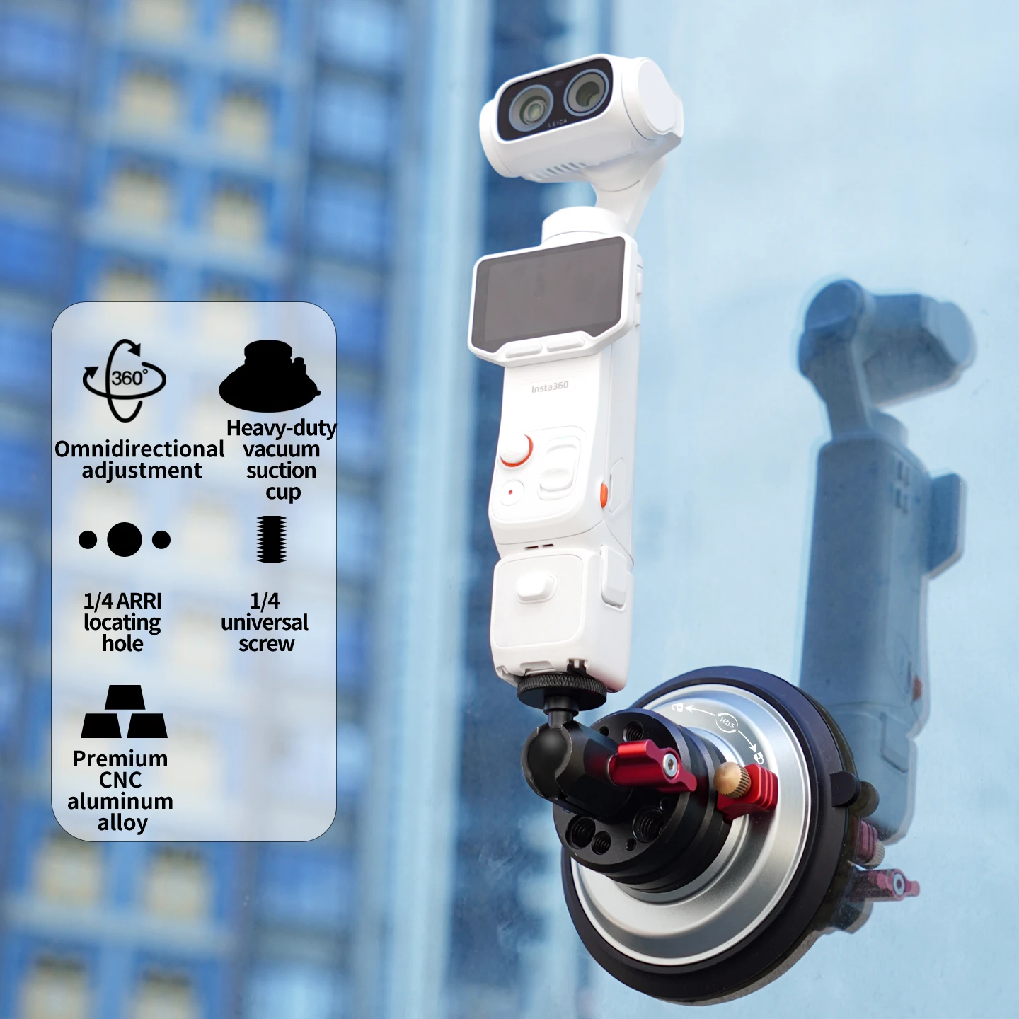 20KG Saugvakuumaufnahmehalterung für Auto Glas- und Metalloberflächen 1/4 Zoll Schraubadapter für Insta360 Luna Ultra DJI Osmo Pocket 4P Gimbal – Detail 2