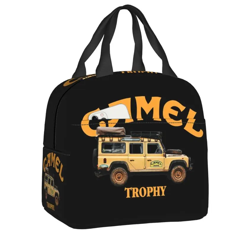 Bolsa de almuerzo con aislamiento Camel Racing Service para la escuela, refrigerador impermeable, fiambrera térmica, bolsas de mano para contenedor