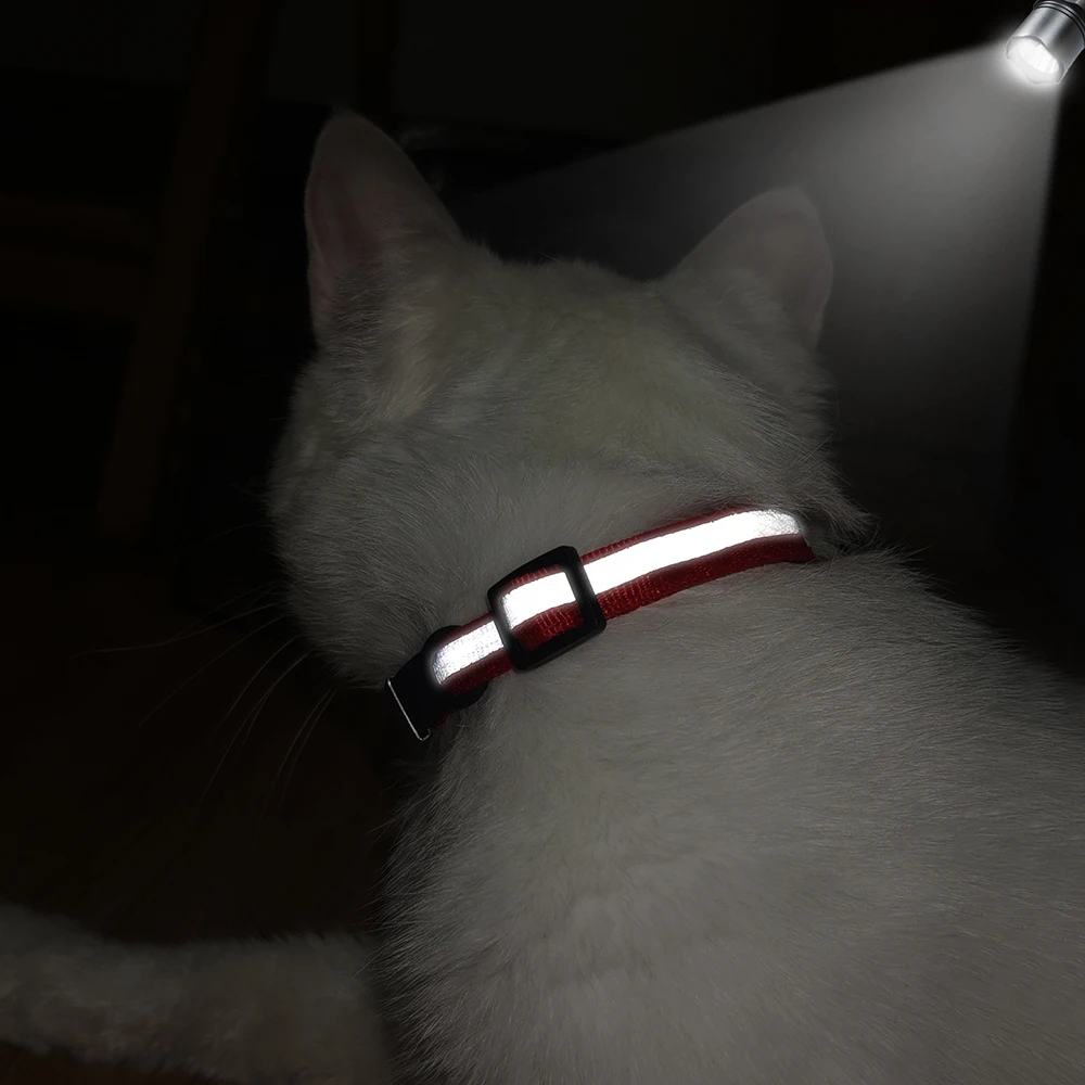 Customized Cat Collar Reflective Cat Collar Free Engraved Puppy Kitten Pet ID Nameplate Necklace With Bell Anti-lost For Cats view 4