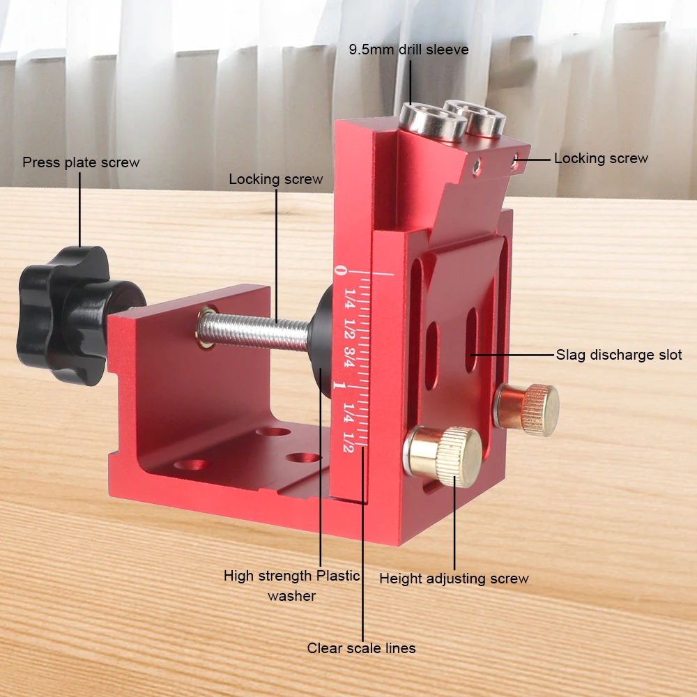 Pocket Hole Jig Two Hole Wood Jig System Kit 15° Inclined Holes Wooden Plugs and Screws with Drill Guide