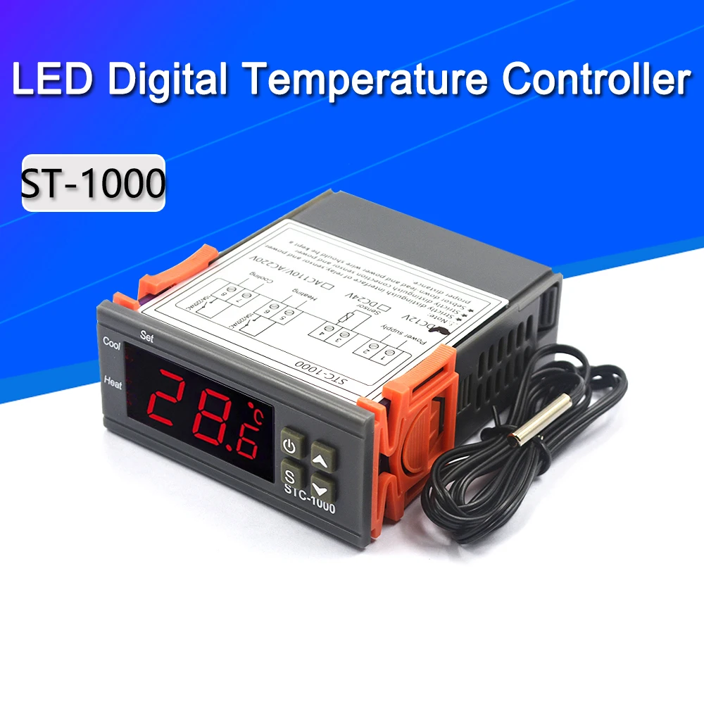 Cyfrowy regulator temperatury termostat termoregulator inkubator przekaźnik LED 10A ogrzewanie chłodzenie STC-1000 12V 24V 220V