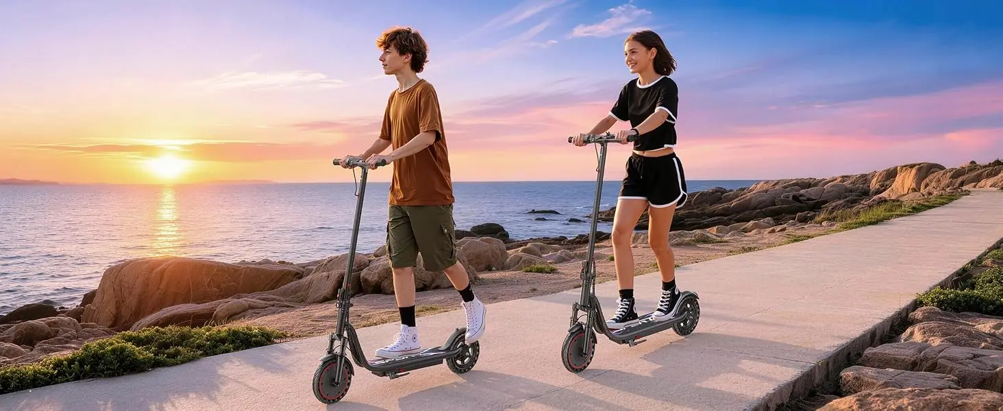 Electric Scooters for Adults Teens, 350W Motor, 8.5'' Solid Tires, 37V 7.8AH Battery,21Miles Max Range, Front Suspension,APP Control for Commuting