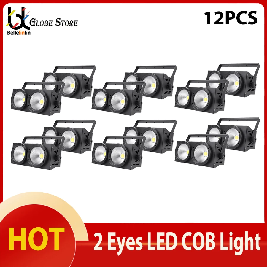 

No Tax 12Pcs COB LED 2x100W Audience DMX Light 2 Eyes COB Blinder Light Optional Control LED Individually For Concert Disco Part