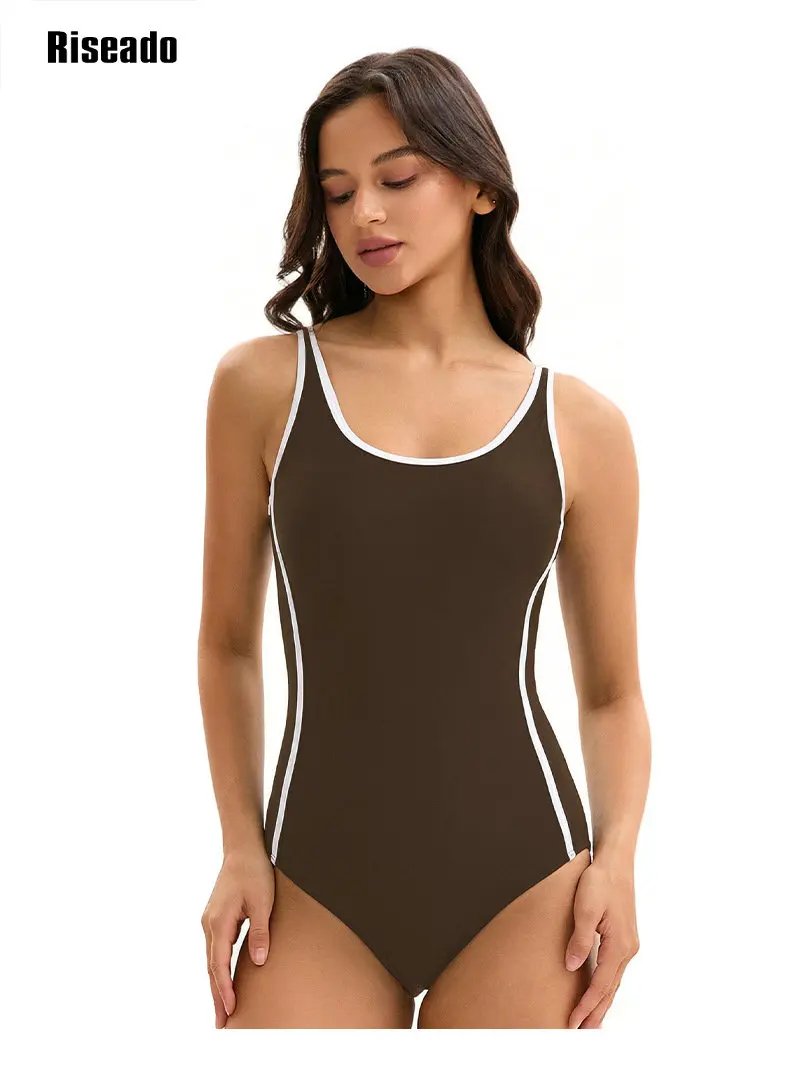 Womens Color Block Print One Piece Swimsuits Athletic Training Swimwear Sexy High Waist Slimming Bathing Suits