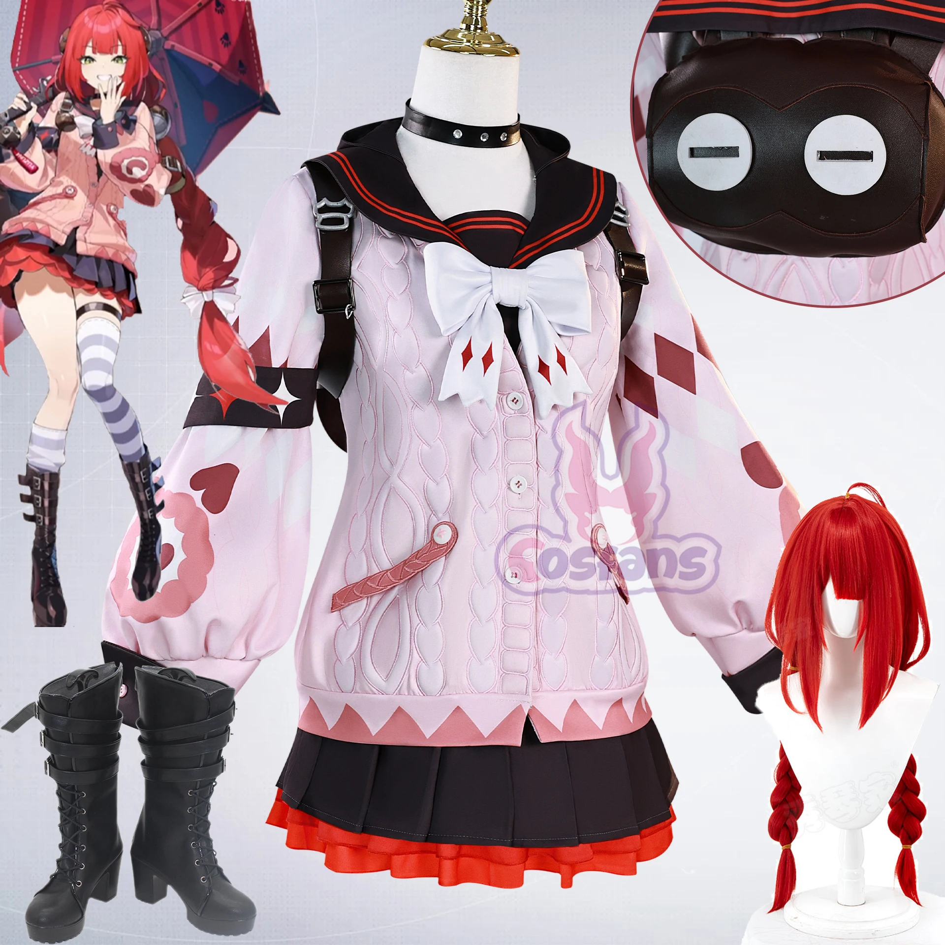 

Zenless Zone Zero Ukinami Yuzuha Cosplay Costume Wig Skirt Outfit Earrings Spook Shack For Women Girl Halloween Party Comic Con