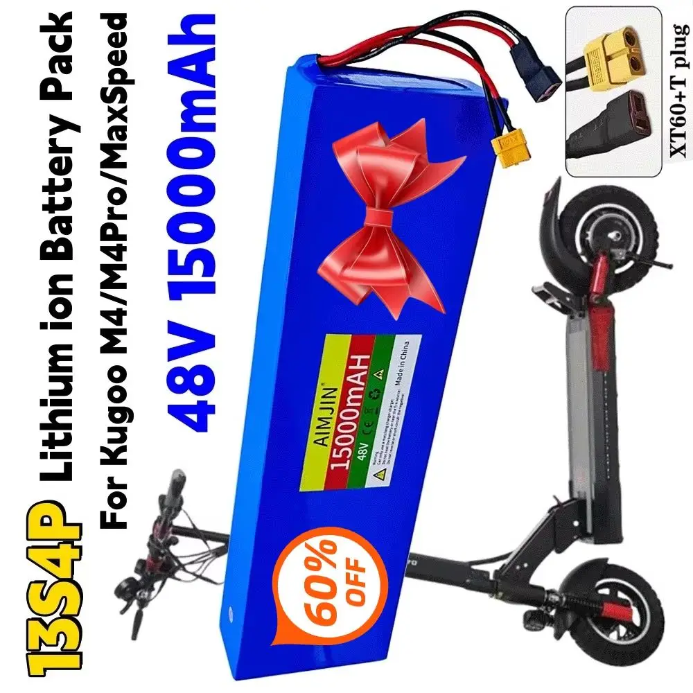 

48V 15000mAh 15Ah 13S4P 18650 lithium battery pack with BMS suitable for Kugoo M4/M4 Pro/Max Speed to replace built-in batteries