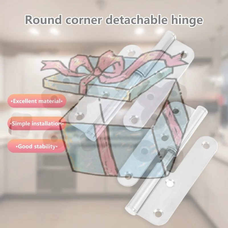 【CCA】4 Inch Thick Stainless Steel Round Corner Detachable Hinge Bedroom Wardrobe Room Door Fireproof Flat Hinge