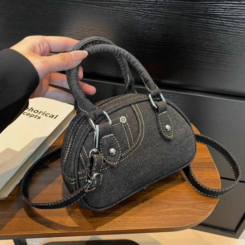 Bolso vaquero de diseñador para mujer, bandolera con asa corta, estilo Punk, 2024