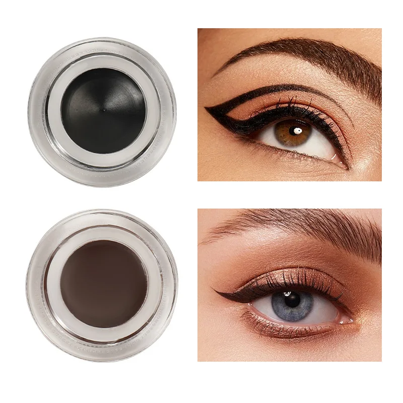 2Pcs Set Eyeliner Pen Bicolor Two Bottles Sweatproof Waterproof Not Easy Apply Suit Beginner Eyeliner Cream