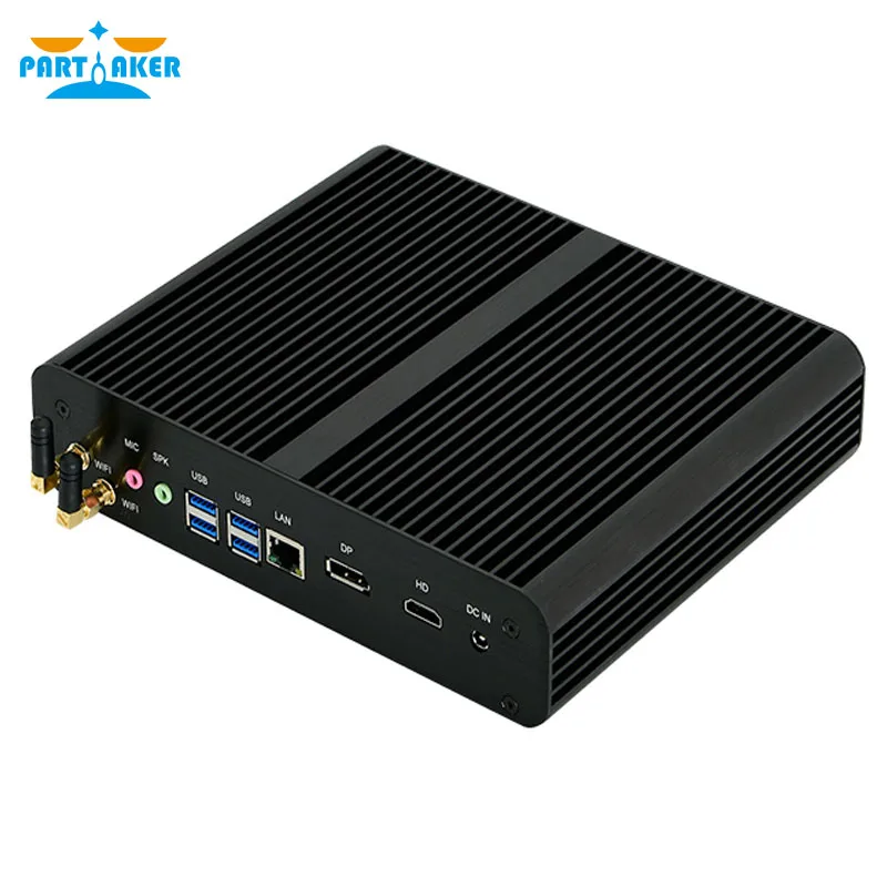 Partaker Fanless Mini PC Intel Core i7 10710U 1165G7 Desktop PC Windows 10 2*DDR4 M.2 NVMe+Msata+2.5''SATA HTPC Nettop HDMI DP