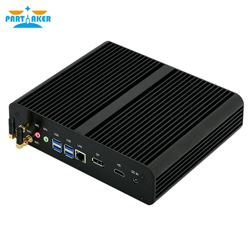 Mini PC sin ventilador con altavoz Intel Core i7 10710U 1165G7 PC de escritorio Windows 10 2 * DDR4 M.2 NVMe + Msata + 2,5 ''SATA HTPC Nettop HDMI DP