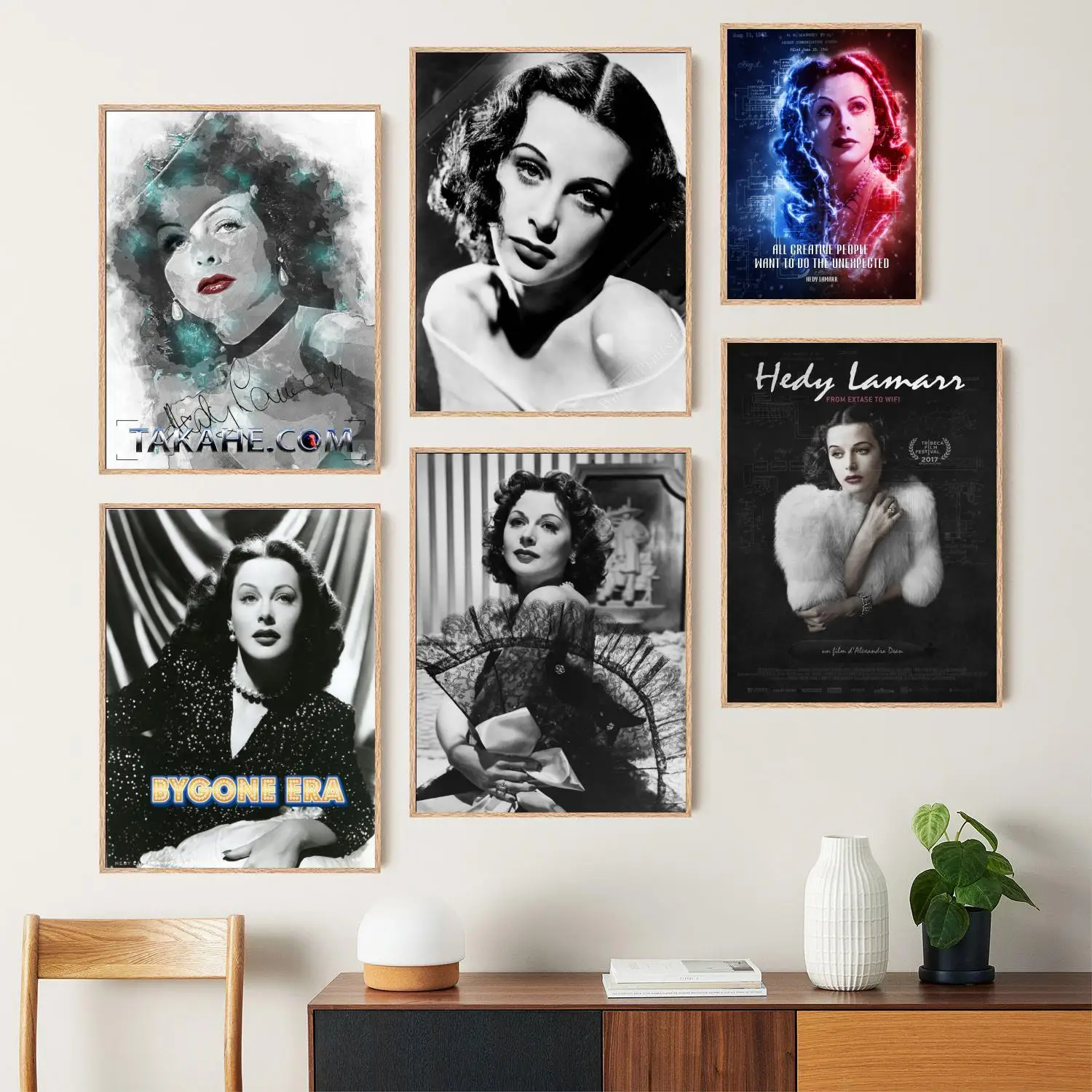 Póster artístico en lienzo de hedy lamarr y arte de pared, impresión de imágenes, familia moderna, decoración de dormitorio, carteles