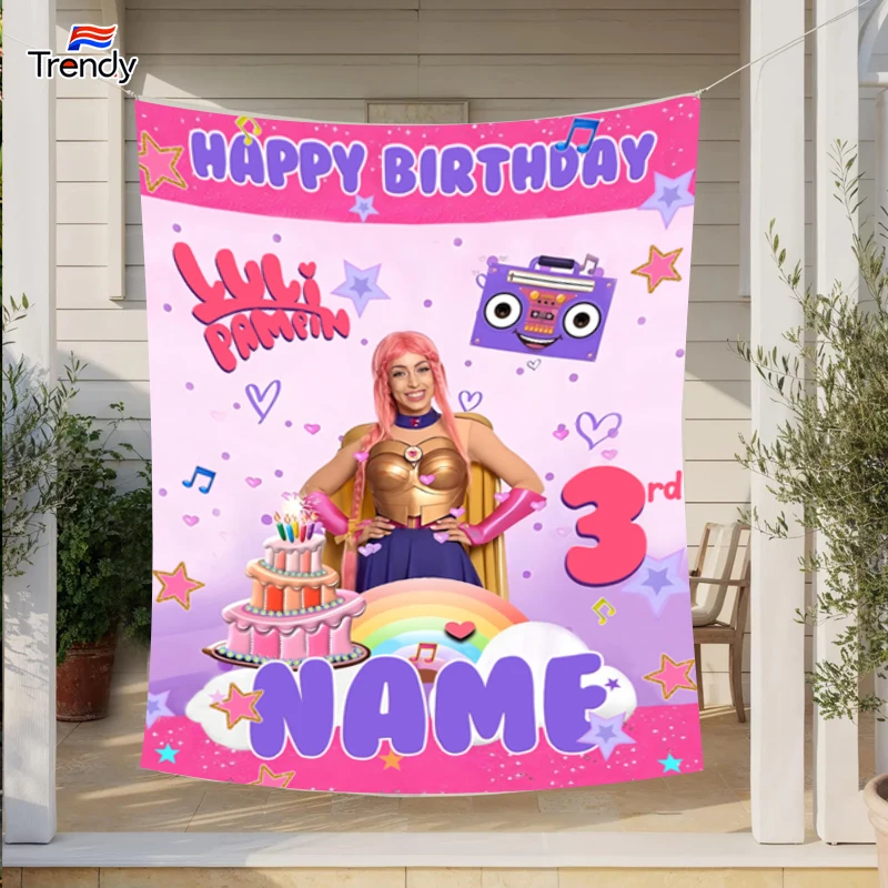 

Luli Pampin Birthday Background Girl Custom Birthday Backdrop Banner Flag Banners Personalized Name Custom Decor Kids 3rd 2nd