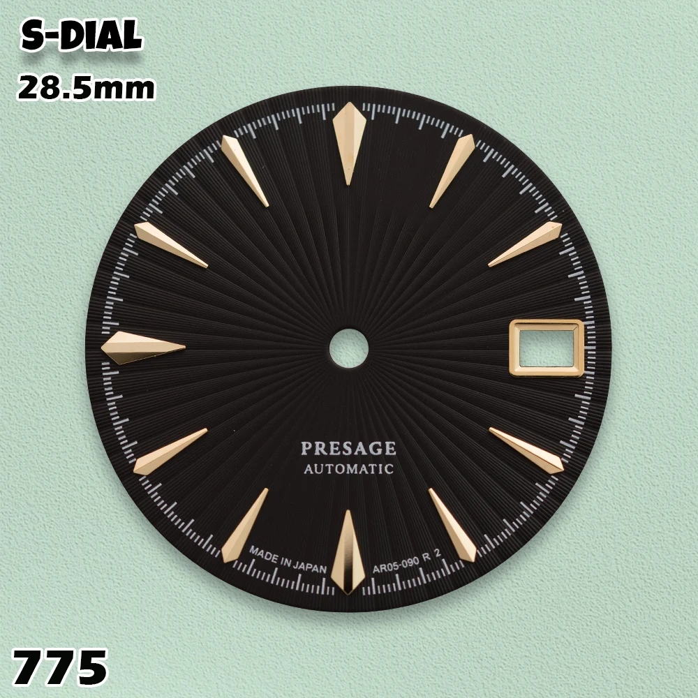 

SKO 28.5mm S Logo NH35 Black Cocktail Dial Silver Clock No Hands Suitable for NH36 Movement Watch Modification Accessories