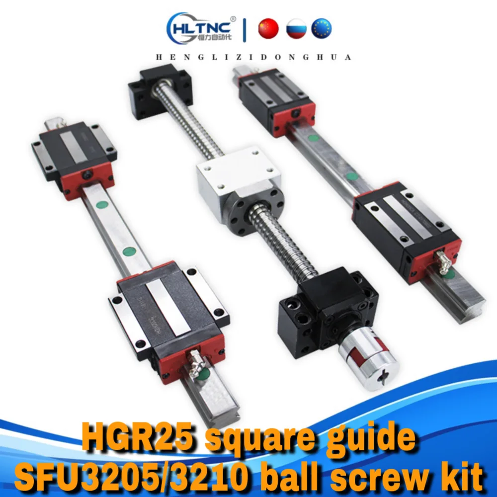 

CNC Router 25mm Linear Rails 2 pc HGR25 Square Guide+4 HGH25CA /HGW25CC Carriages Slides +1 Set SFU3205/3210 Ball Screw Kit