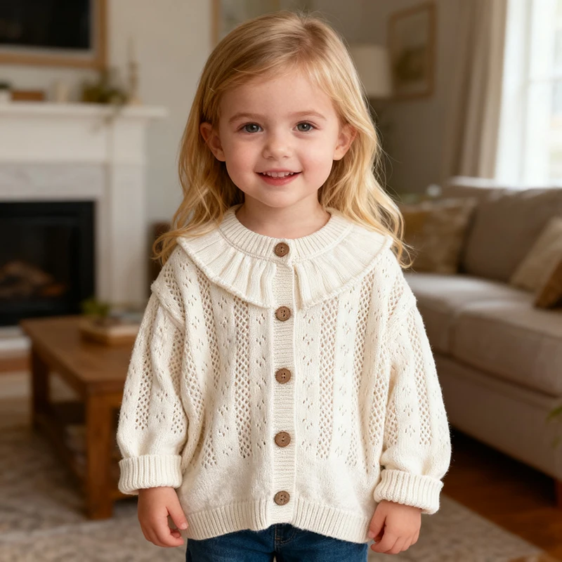 

Autumn Winter 1-6Yrs Baby Girls knitted Sweater Tops Kids Sweater Cardigan Children Solid Sweater Knitted Sweet Kids Clothes